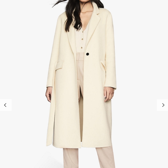 Reiss Jackets & Blazers - Reiss Cream Wool Blend Coat 2 (UK 6)